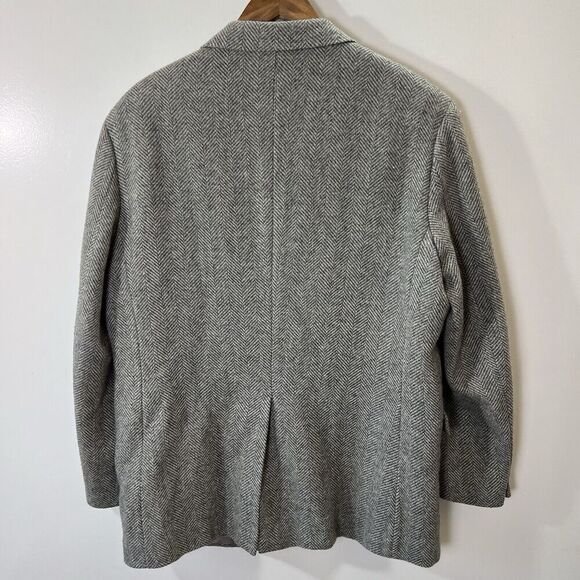 Jordache Men’s Vintage Wool Herringbone Blazer Size 44R Gray Business Academic - Picture 2 of 10